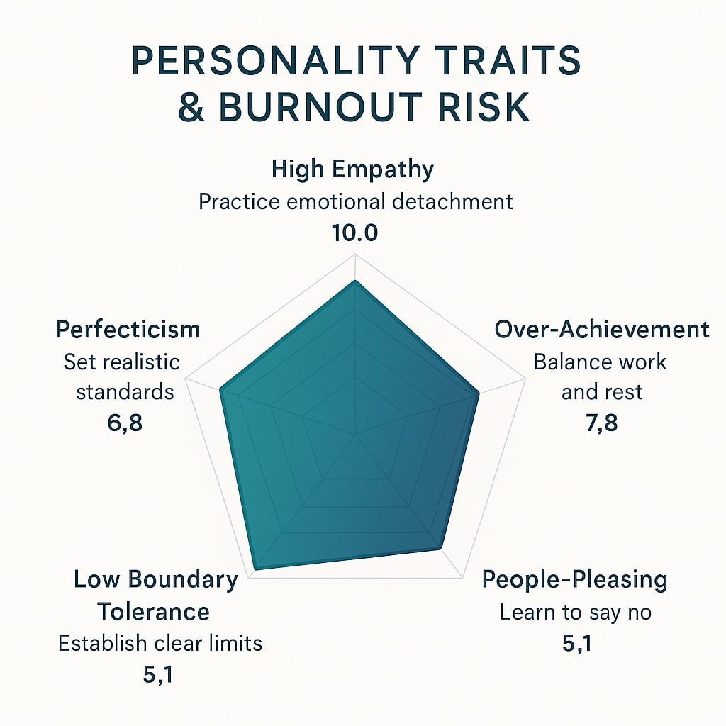 Radar chart of personality traits associated with higher burnout risk.