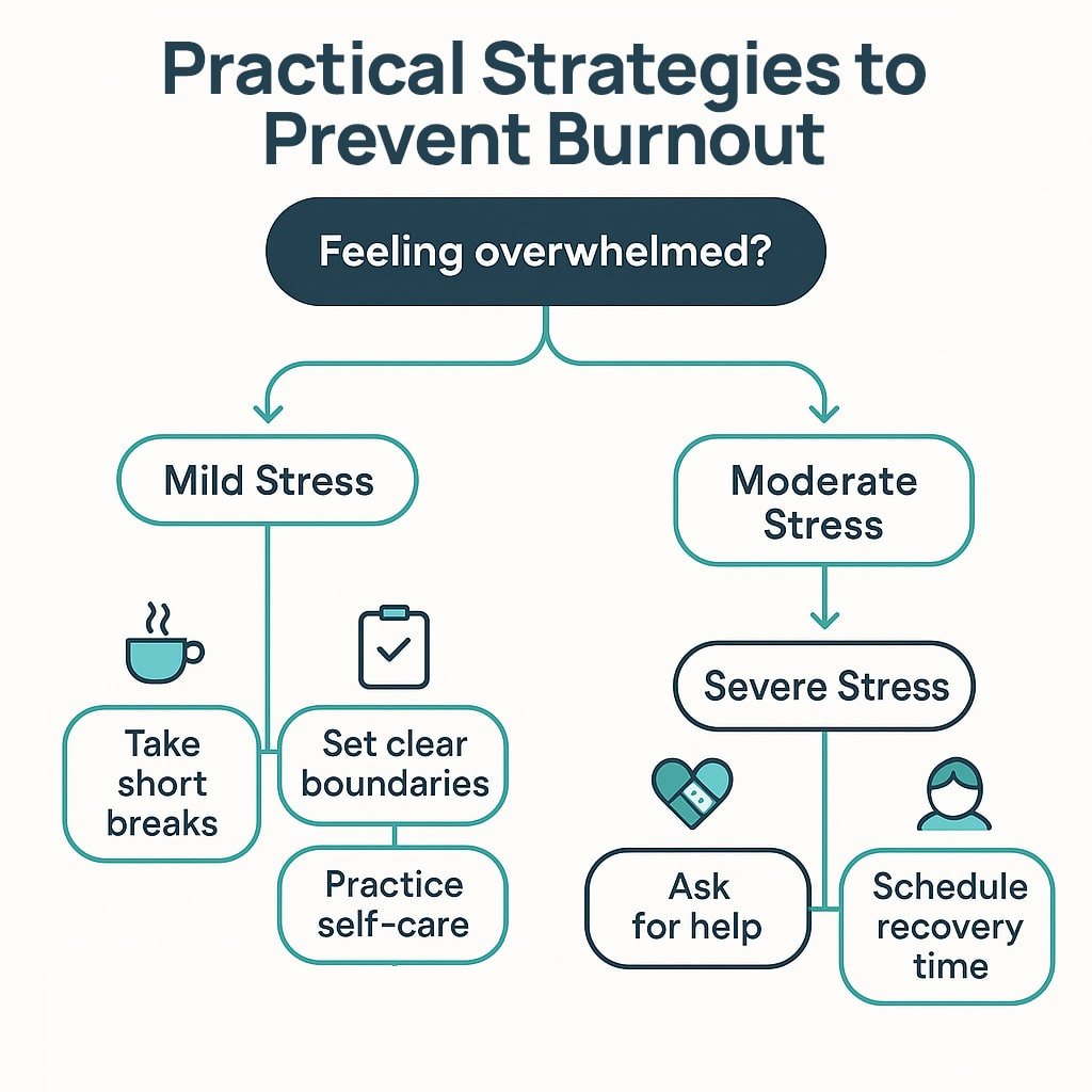 Decision tree of practical strategies to prevent burnout.