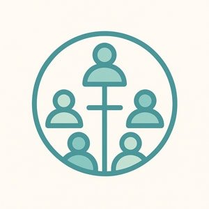 Icon showing branches or diverse people connected in unity.<br />
