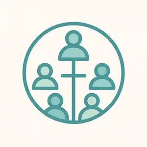 Icon showing branches or diverse people connected in unity.<br />
