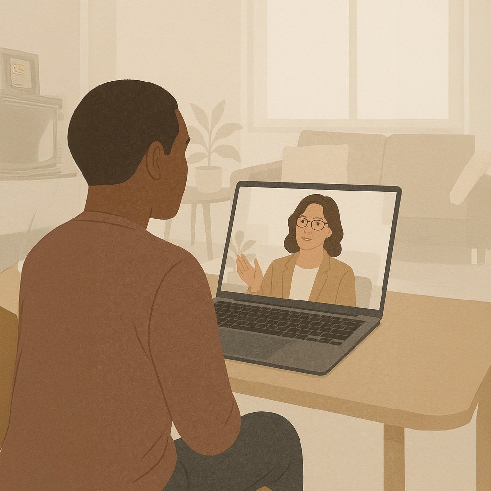 Online therapy session supporting panic attacks and panic disorder