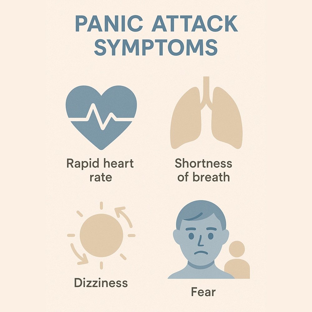 Illustration explaining how a panic attack affects the body and mind<br />
