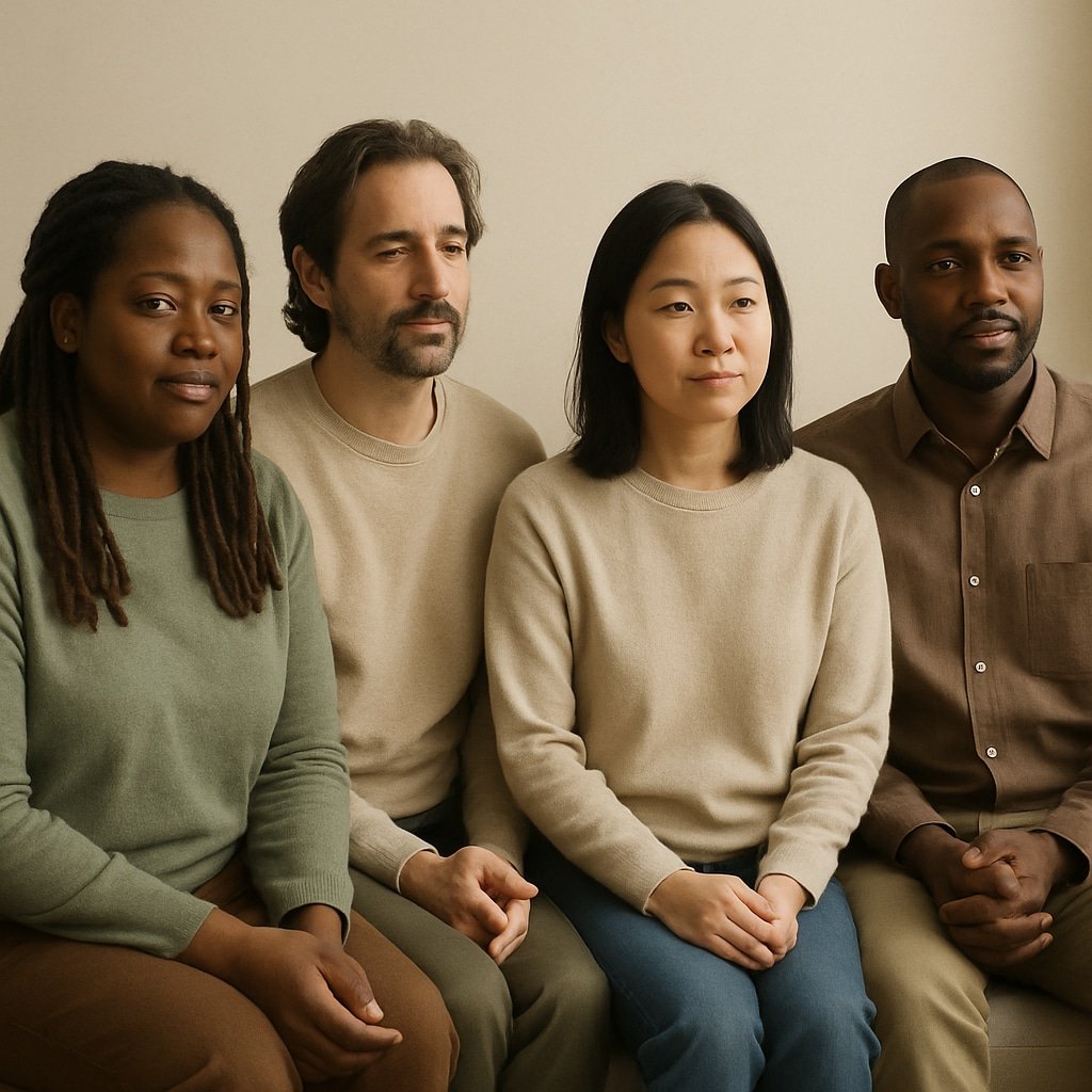 People learning about panic disorder and mental health support<br />
