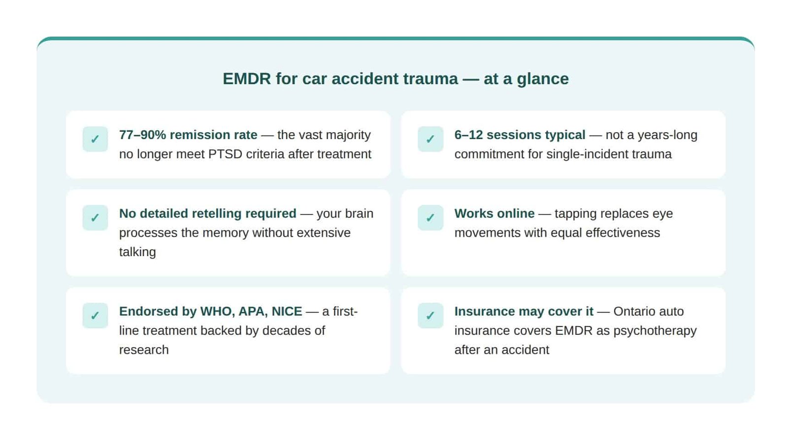 Key takeaways about EMDR therapy for car accident trauma