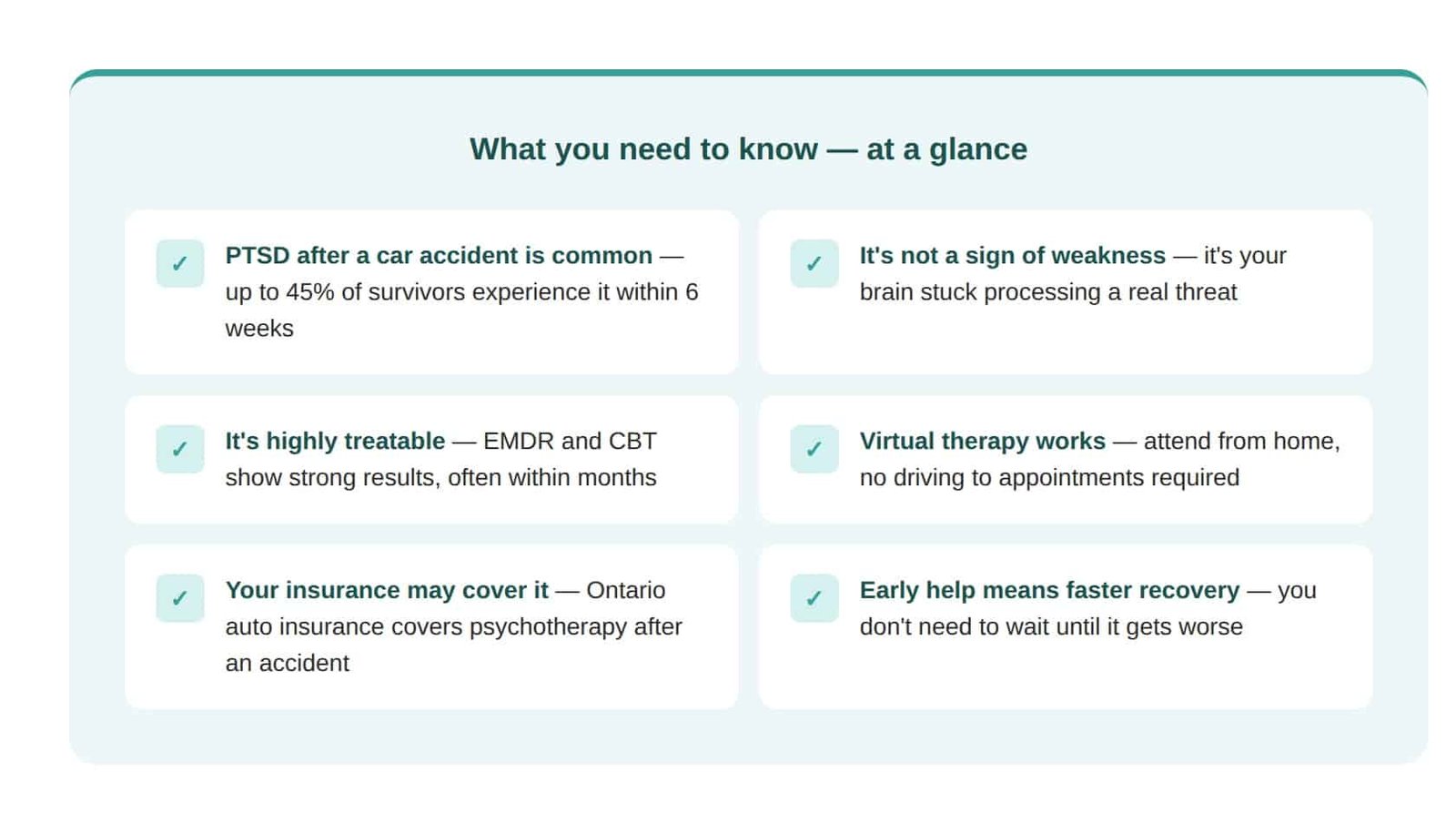Key takeaways about PTSD after a car accident