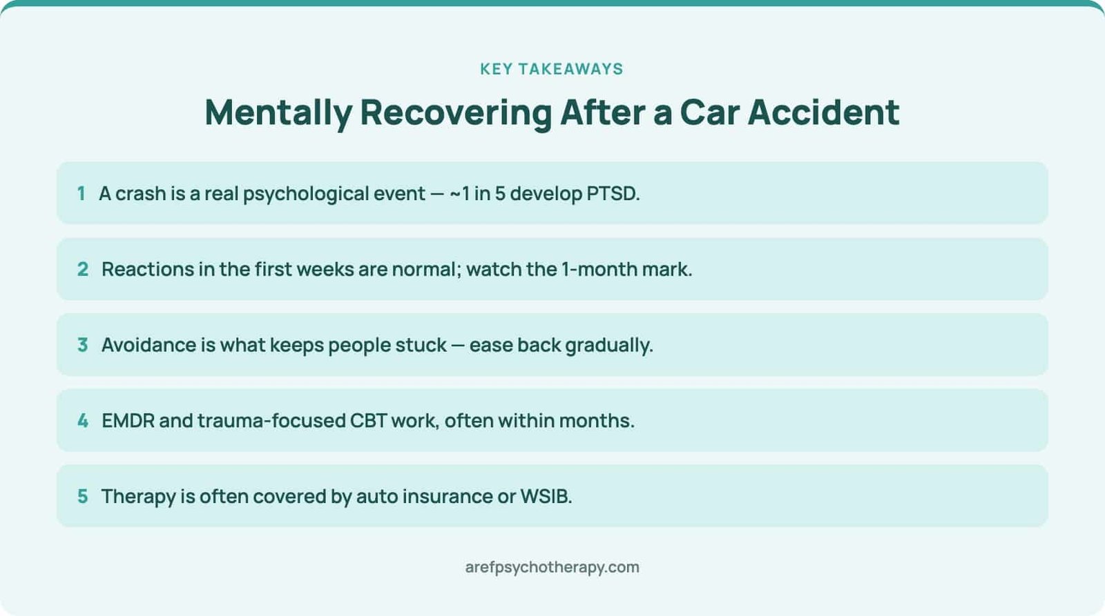 Key takeaways: mentally recovering after a car accident